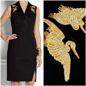 Altuzarra for Target Black Gold Crane Embroidered Tuxedo Style Sheath Dress Sz 4